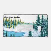 Modern Winter Yellowstone Scenic Schreibtischunterlage (Tastatur & Maus)