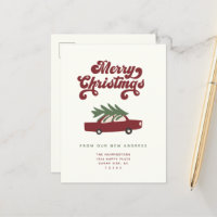 Modern Wir sind umgezogen Rote Weihnachtsbaum-Auto