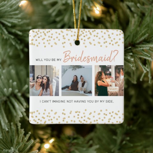 Modern wirst du meine Bridesmaid sein? | FotoColla Keramikornament (Baum)