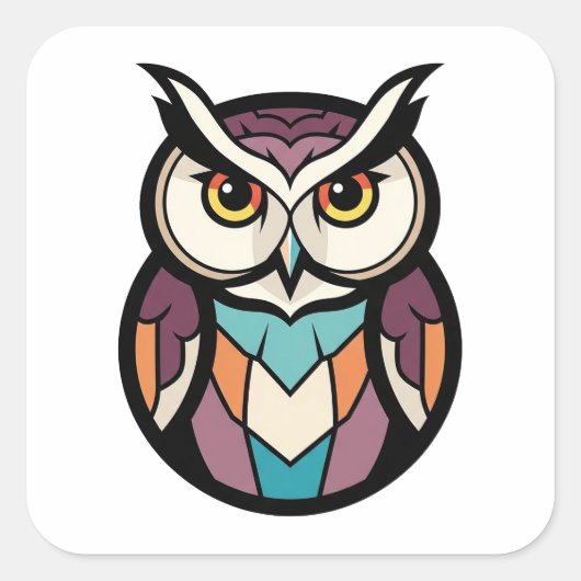 Modern Wisdom Owl Illustration Quadratischer Aufkleber (Vorderseite)