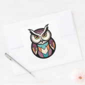 Modern Wisdom Owl Illustration Quadratischer Aufkleber (Umschlag)
