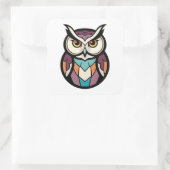 Modern Wisdom Owl Illustration Quadratischer Aufkleber (Tasche)