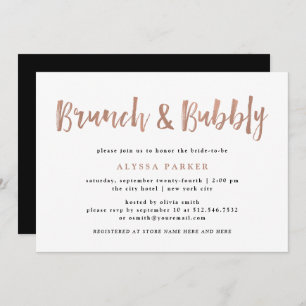 Modern Wish Imitate Rose Gold Brunch und Bubbly Einladung