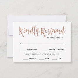 Modern Wish | Imitate Rose Gold Hochzeitsmahlzeit RSVP Karte