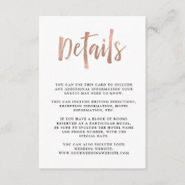 Modern Wish | Imitate Rose Gold Wedding Guest Deta Begleitkarte