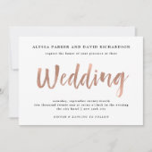 Modern Wish | Imitate Rose Goldhochzeit Einladung (Vorderseite)