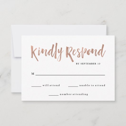 Modern Wish | Imitate Rose Goldhochzeit RSVP Karte (Vorderseite)