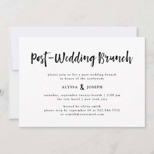 Modern Wish | Post Wedding Brunch Schwarz und Weiß Einladung (Vorderseite)