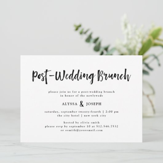 Modern Wish | Post Wedding Brunch Schwarz und Weiß Einladung (Stehend Vorderseite)