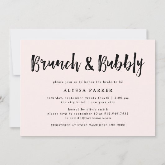 Modern Wish | Rosa Brunch und Bubbly Einladung (Vorderseite)