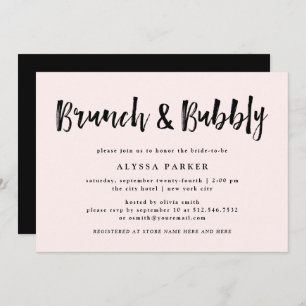 Modern Wish Rosa Brunch und Bubbly Einladung