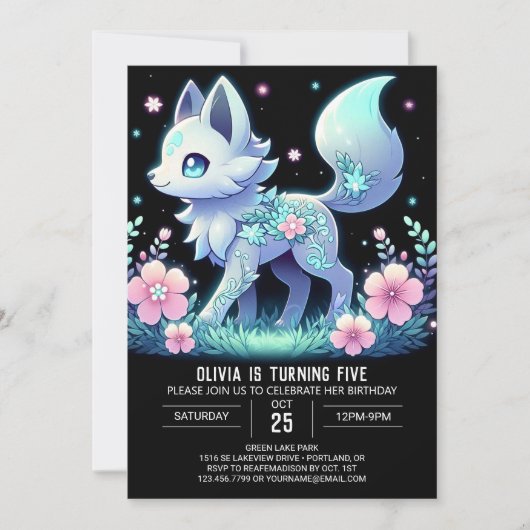 Modern Wolf Digital Geburtstag Einladung (Vorderseite)