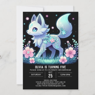 Modern Wolf Digital Geburtstag Einladung