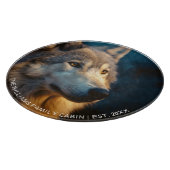 Modern Wolf Lover Personalisiert Schneidebrett (Ecke)
