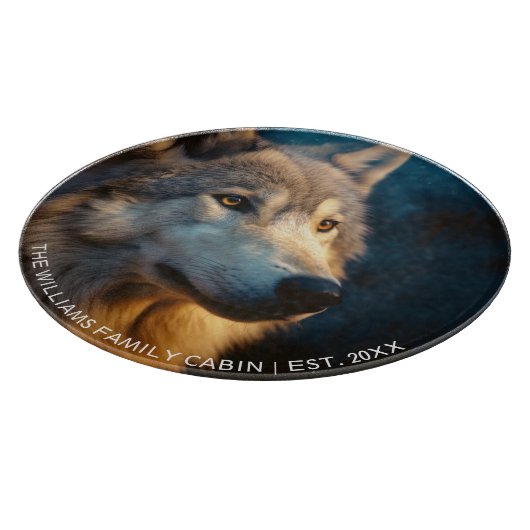 Modern Wolf Lover Personalisiert Schneidebrett (Ecke)