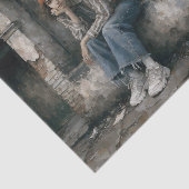 Modern Woman with Cat Urban Decoupage Seidenpapier (Ausschnitt)