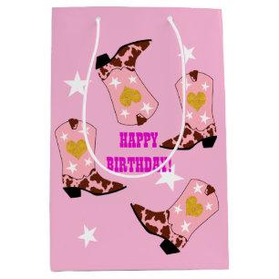 Modern Women Cowgirl Western Boots Birthday Mittlere Geschenktüte