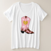 Modern Women Pink Cowgirl Western Boot Große Größe T-Shirt (Design vorne)