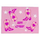 Modern Women Pink Cowgirl Western Boots Birthday Große Geschenktüte (Rückseite)