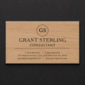 Modern Wood Consultant Luxury Monogram Visitenkarte