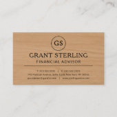 Modern Wood Financial Advisor Luxury Monogram Visitenkarte (Vorderseite)