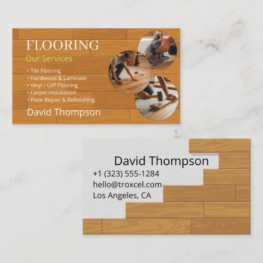 Modern Wood Flooring Tile Service Visitenkarte (Vorne/Hinten)