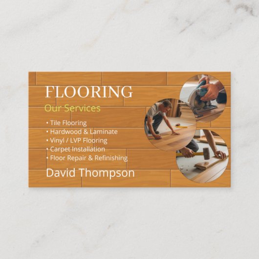 Modern Wood Flooring Tile Service Visitenkarte (Vorderseite)