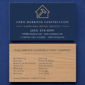 Modern Wood Handyman Navy Blue Gold Construction Visitenkarte