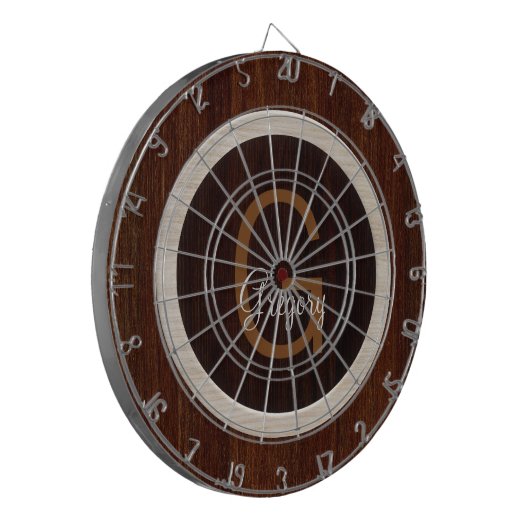 Modern Wood Hue Burnt Hickory und Kastanien Dartscheibe (Vorderseite Links)