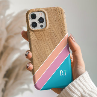 Modern Wood Personalized Initial iPhone  iPhone 16 Hülle