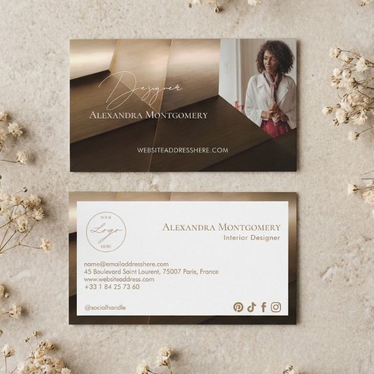 Modern Wood Professional Interior Designer Photo Visitenkarte