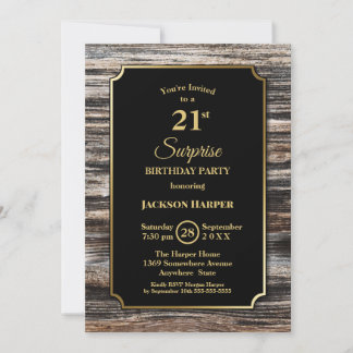 Modern Wood Überraschung 21. Geburtstag Party Einladung