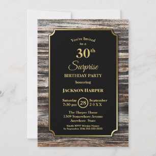 Modern Wood Überraschung 30. Geburtstag Party Einladung