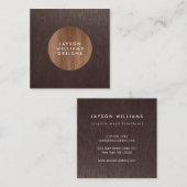 Modern Woodgrain Circle Designer Square Quadratische Visitenkarte (Vorne/Hinten)