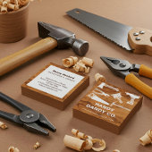 Modern Woodgrain Handyman Tools Contractor Builder Quadratische Visitenkarte
