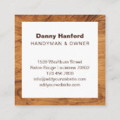 Modern Woodgrain Handyman Tools Contractor Builder Quadratische Visitenkarte (Rückseite)