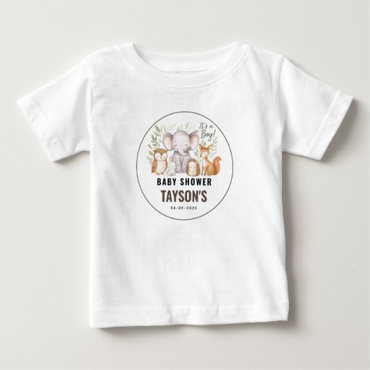 Modern Woodland Animals Forest Boy Baby Shower Baby T-shirt (Vorderseite)