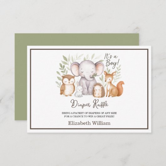 Modern Woodland Animals Forest Boy Baby Shower Begleitkarte (Vorne/Hinten)