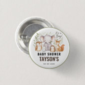 Modern Woodland Animals Forest Boy Baby Shower Button (Vorne & Hinten)
