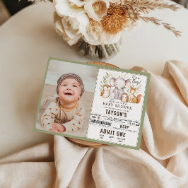 Modern Woodland Animals Forest Boy Baby Shower Einladung