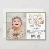 Modern Woodland Animals Forest Boy Baby Shower Einladung (Vorderseite)