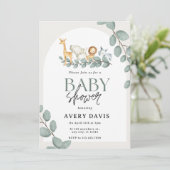 Modern Woodland Animals Forest Boy Baby Shower Inv Einladung (Stehend Vorderseite)