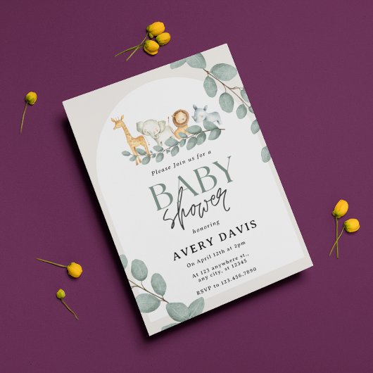 Modern Woodland Animals Forest Boy Baby Shower Inv Einladung