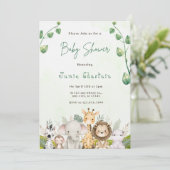 Modern Woodland Animals Forest Boy Baby Shower Inv Einladung (Stehend Vorderseite)