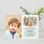 Modern Woodland Animals Wild 1 1. Geburtstag Einladung (Stehend Vorderseite)