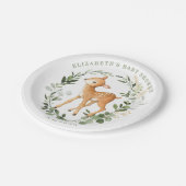 Modern Woodland Baby Deer Watercolor Grüne Gold Pappteller (Schrägansicht)