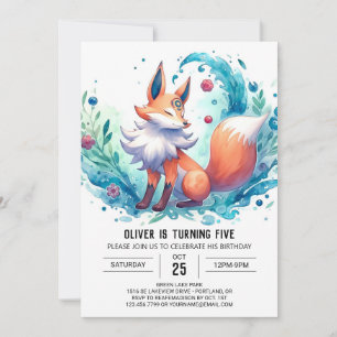 Modern Woodland Fox Geburtstag Einladung