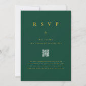 Modern Woodland Green Gold QR Code Winter Wedding Einladung (Rückseite)