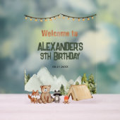 Modern Woodland Happy Camper Camping Kindergeburts Acrylschild (Neutral)