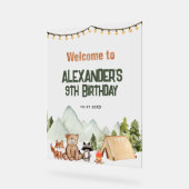 Modern Woodland Happy Camper Camping Kindergeburts Acrylschild (Winkel)